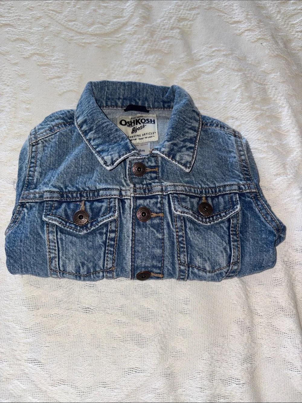 OshKosh B'gosh Light Blue Girls Denim Jacket Gently Loved 18m